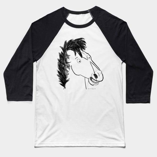 Portrait of A Horseman - Black Baseball T-Shirt by InsomniackDesigns